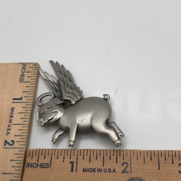 JJ  A flying pig vintage brooch pendant by JJ Jonette Jewelry 80’s - Picture 4 of 6